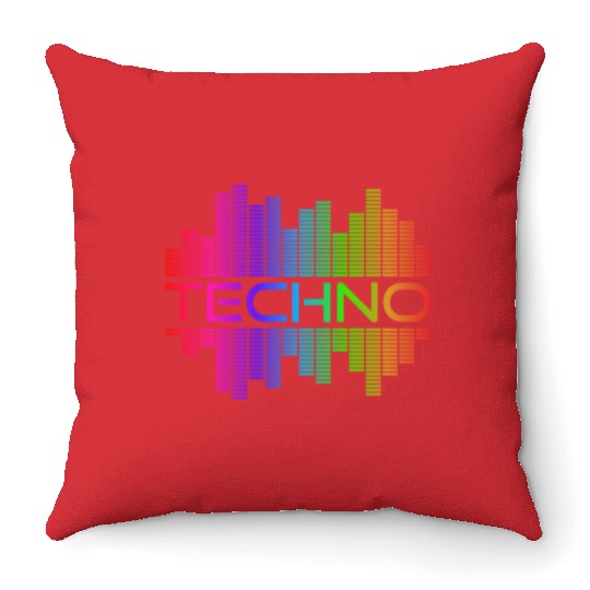 Techno Music Rainbow Spectrum Hard Dark Acid Throw Pillows