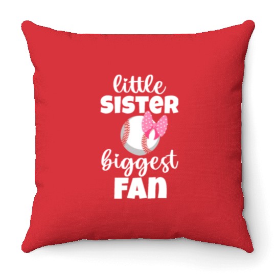 Little Sister Biggest Fan, Baseball Throw Pillows