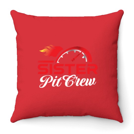 Sister Pit Crew Throw Pillows