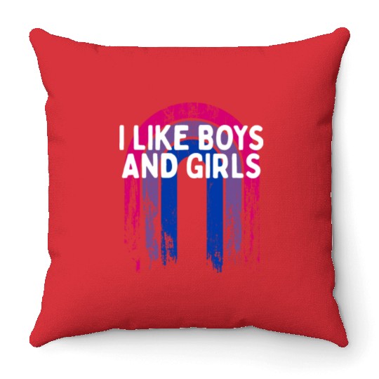 I Like Boys and Girls Bisexual LGBTQ Bi Pride Throw Pillows