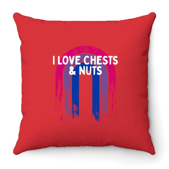 I Love Chests & Nuts Bisexual LGBTQ Bi Pride Throw Pillows