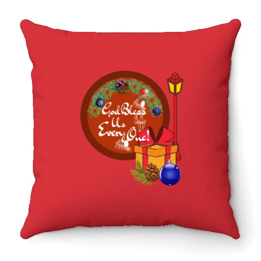 Cute A Christmas Carol God Bless Us Everyone Lamp Throw Pillows