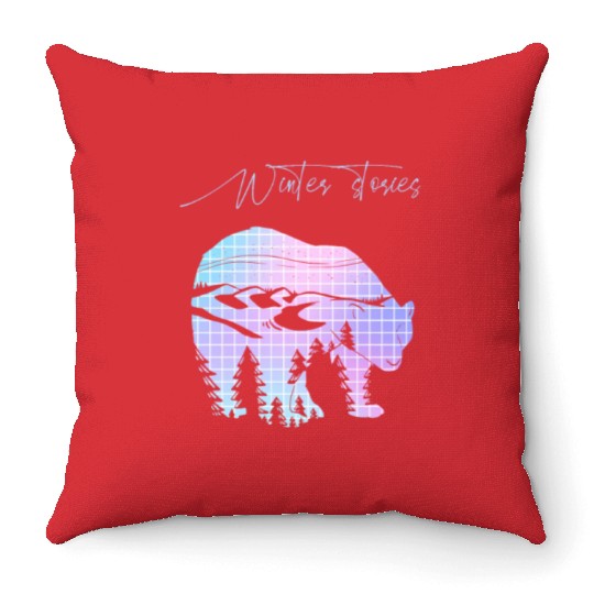 Winter stories Bear Trees Pastel Rainbow Throw Pillows