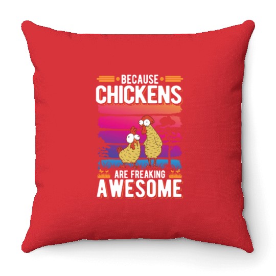 Chickens Farmer Chicken Coop Throw Pillows