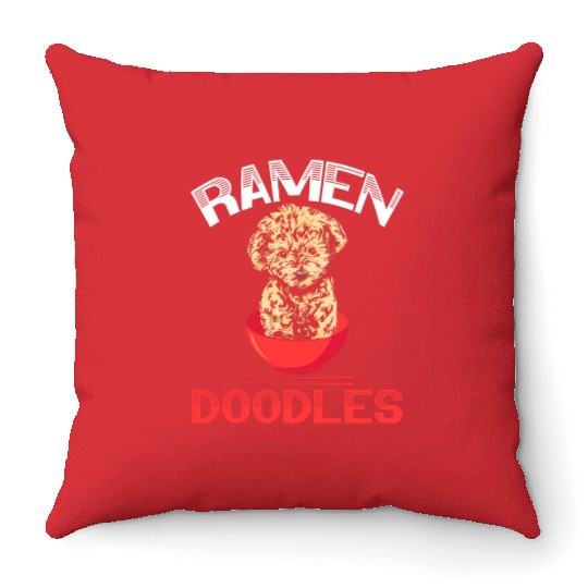 Ramen Doodles Goldendoodle Dog Lover Puppy Paw Throw Pillows