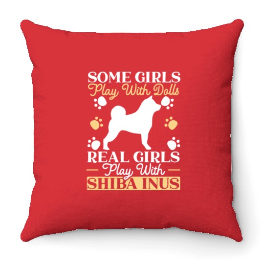 Shiba Inu Japanese Dog Lover Puppy Paw Love Throw Pillows