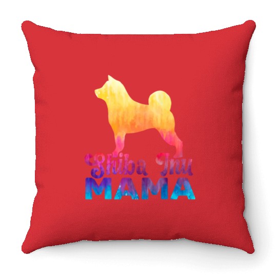 Shiba Inu Mama Japanese Dog Lover Puppy Paw Love Throw Pillows