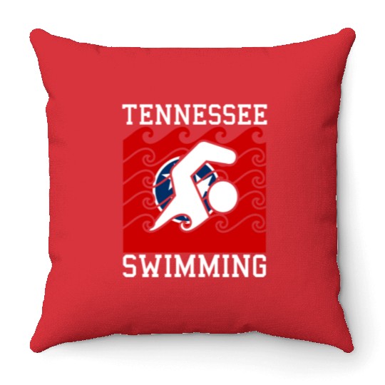 Tennessee Flag Swimming Team Swim Swimmer US State Throw Pillows