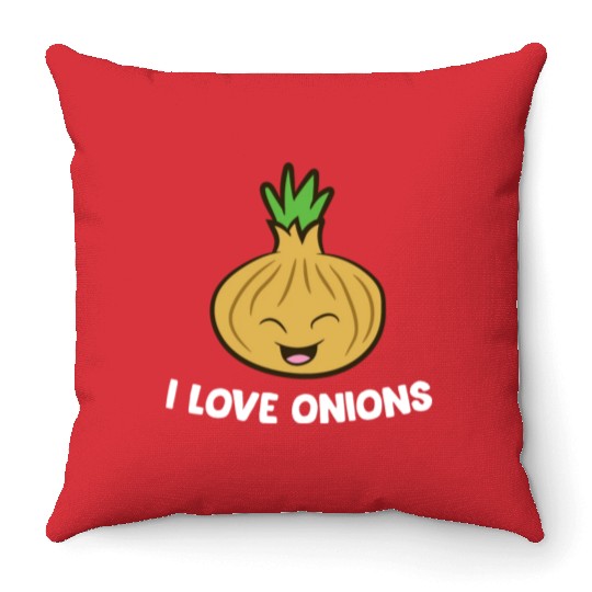 Onion - I love onions Throw Pillows
