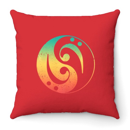 Ying Yang Bass Guitar Player Throw Pillows