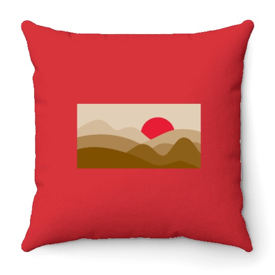 Minimalist Sun Copper Brown Throw Pillows