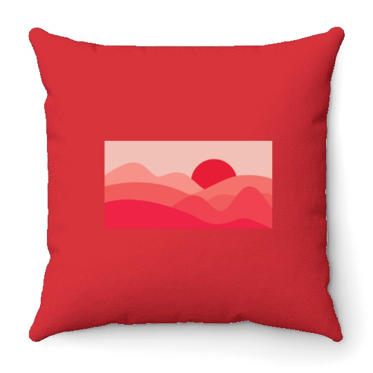 Minimalist Sun Rose Red Throw Pillows