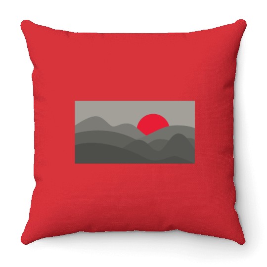 Minimalist Sun Dark Theme Throw Pillows