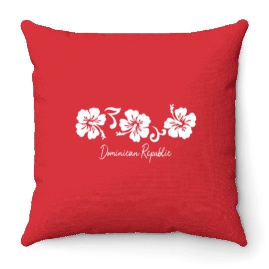 Dominican Republic Hibiscus Flower Throw Pillows