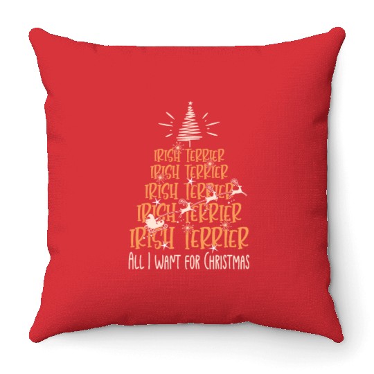 Irish Terrier Christmas Dog breed Christmas Tree Throw Pillows