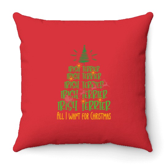 Irish Terrier Christmas Dog breed Christmas Tree Throw Pillows