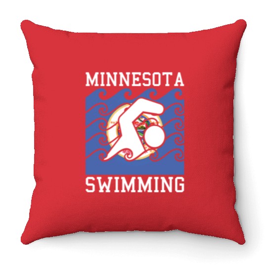 Minnesota Flag Swimming Team Swim Swimmer US State Throw Pillows