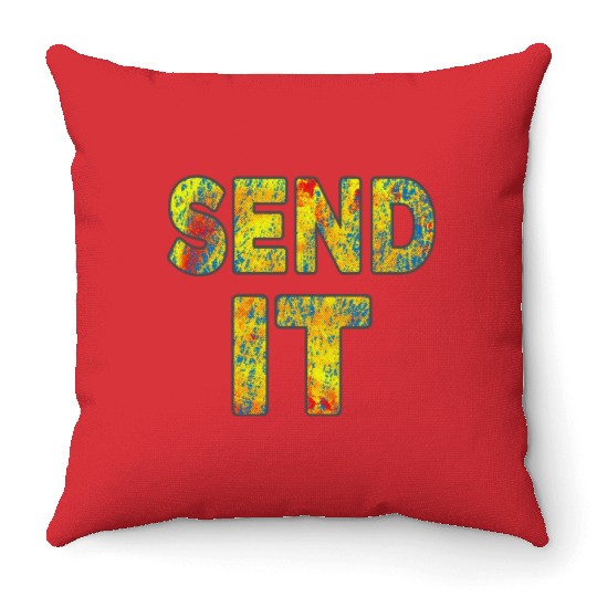 Mountain Bike - Send It - Fat Bike MTB Throw Pillows