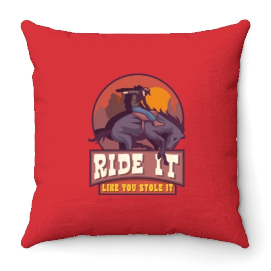 Rodeo Bull Riding Livestock Show Farmer Cattle Throw Pillows