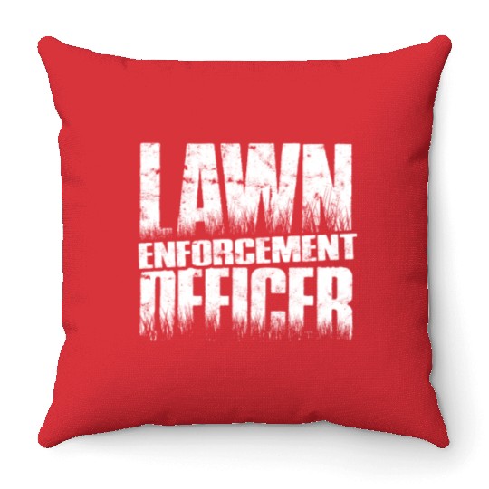 Lawn Enforcement Officer - lawn mowing Throw Pillows
