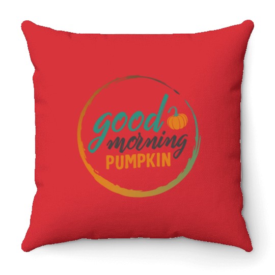 Halloween Theme Good Morning Pumpkin Coffee Lover Throw Pillows