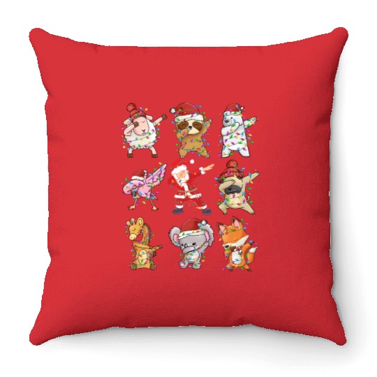 Dabbing Santa Animal Friends Christmas Kids Boys Throw Pillows
