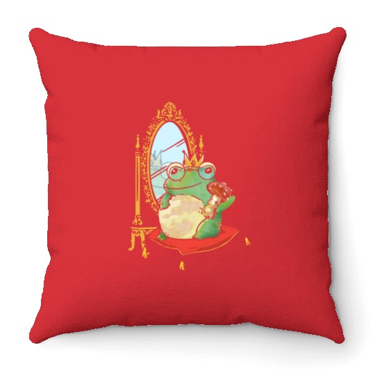 Classy Royalty Prince Toad Frog Amphibian Throw Pillows