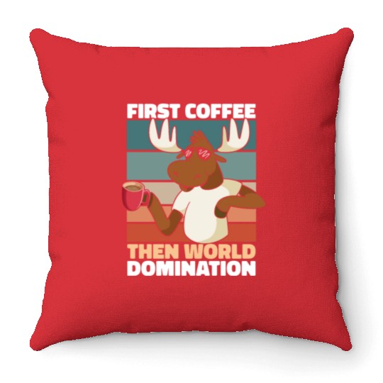 Moose Elk Coffee Sunglasses Throw Pillows