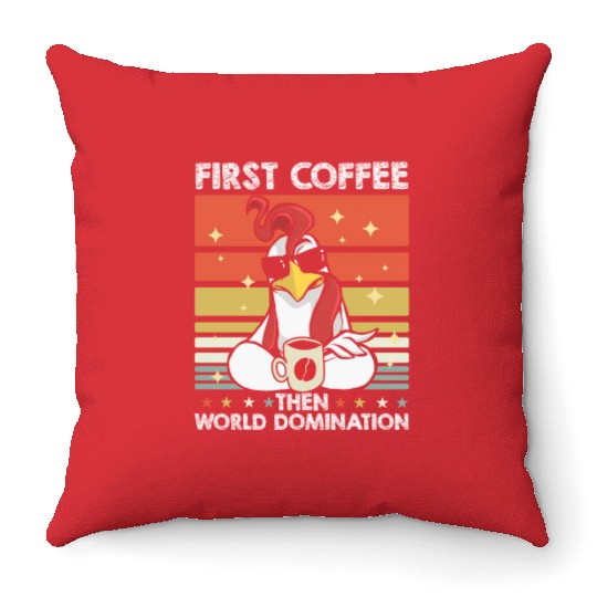 Rooster Cock Coffee Sunglasses Throw Pillows
