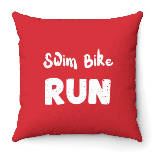 Swim Bike Run - Workout Throw Pillows