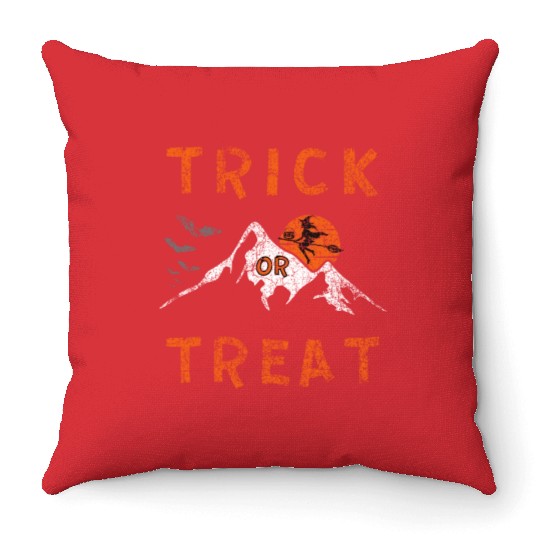 Trick Or Treat Halloween Witch Throw Pillows
