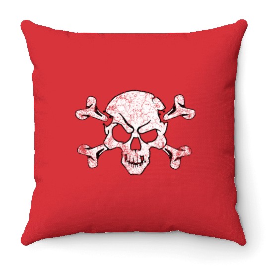 Grunge Pirate Skull And Crossbones Throw Pillows