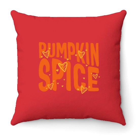 Halloween Theme Cute Pumpkin Spice Coffee Lover Throw Pillows
