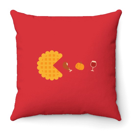Thanksgiving Wine Pumpkin Pie Turkey Throw Pillows