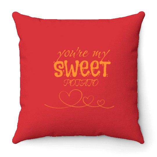you are my sweet potato Throw Pillows