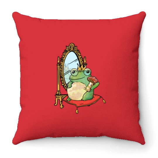 Classy Royalty Prince Toad Frog Amphibian Throw Pillows