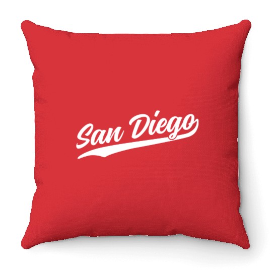 San Diego California Cool Ca Retro 1970S White Tex Throw Pillows