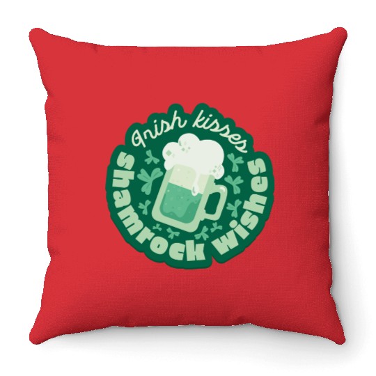 irish kisses shamrock wishes Throw Pillows