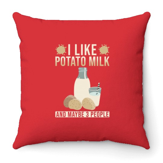 Potato Milk Saying Throw Pillows