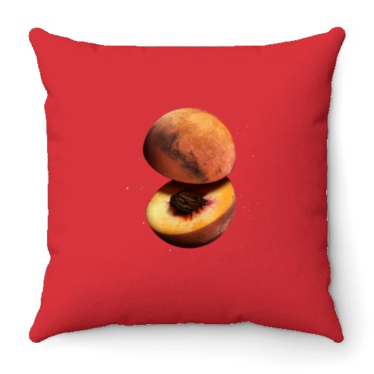 Funny Peach Mars Planet Throw Pillows