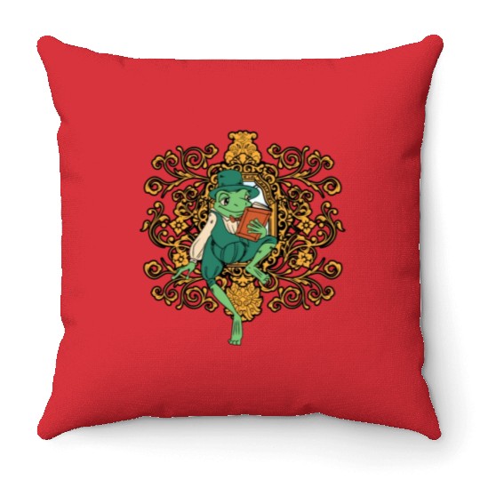 Classy Royalty Prince Toad Frog Amphibian Throw Pillows