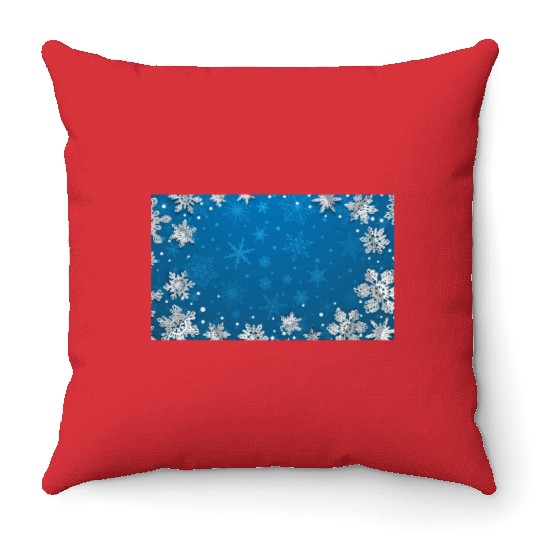 Winter Snowflakes Navy Blue Pattern Throw Pillows