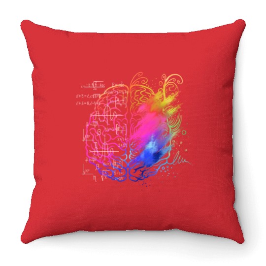 Art Teacher Brain, Math Teacher Throw Pillows