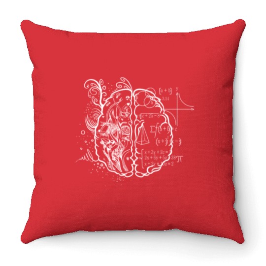 Art Teacher Brain, Math Teacher Throw Pillows