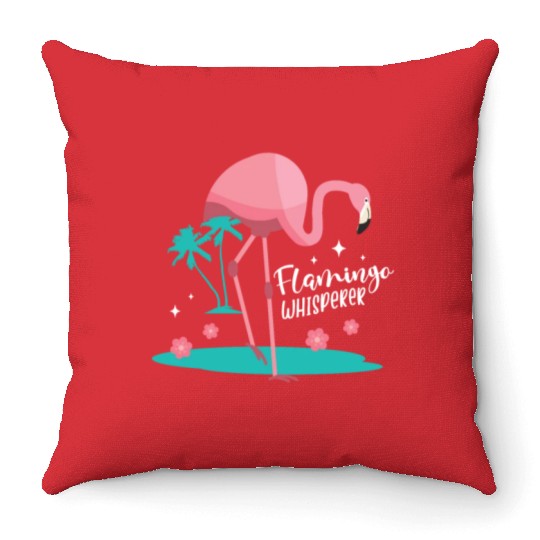 Pink Flamingo Whisperer Animal Wading Bird Lover Throw Pillows