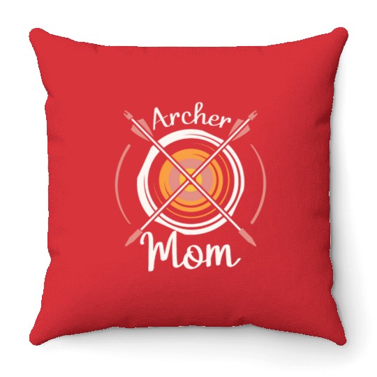 Archer Mom Bowmaster Archery Bow Arrow Mothers Day Throw Pillows