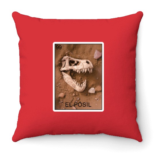 El Fosil Old Person Card Mexican Lottery Card Throw Pillows
