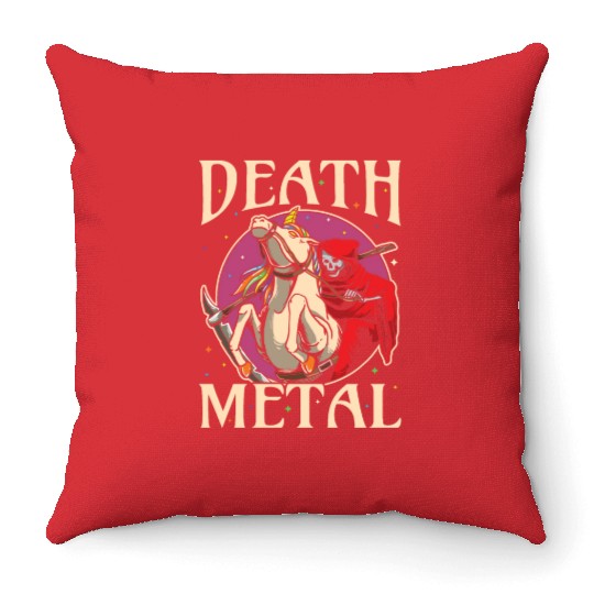 Reaper Rock Satan Unicorn Festivals Death Metal Throw Pillows