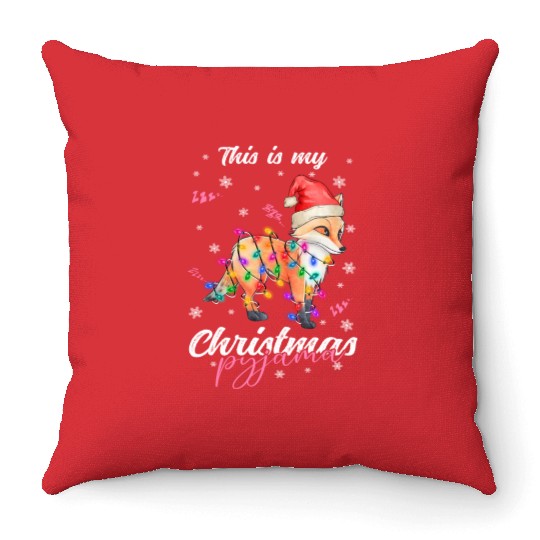 Winter Christmas Pyjama Fox Throw Pillows