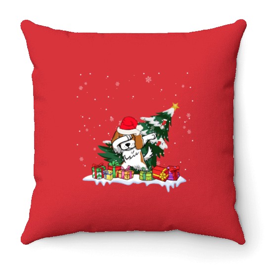 Saint Bernard Christmas Dabbing Santa Xmas Pajama Throw Pillows